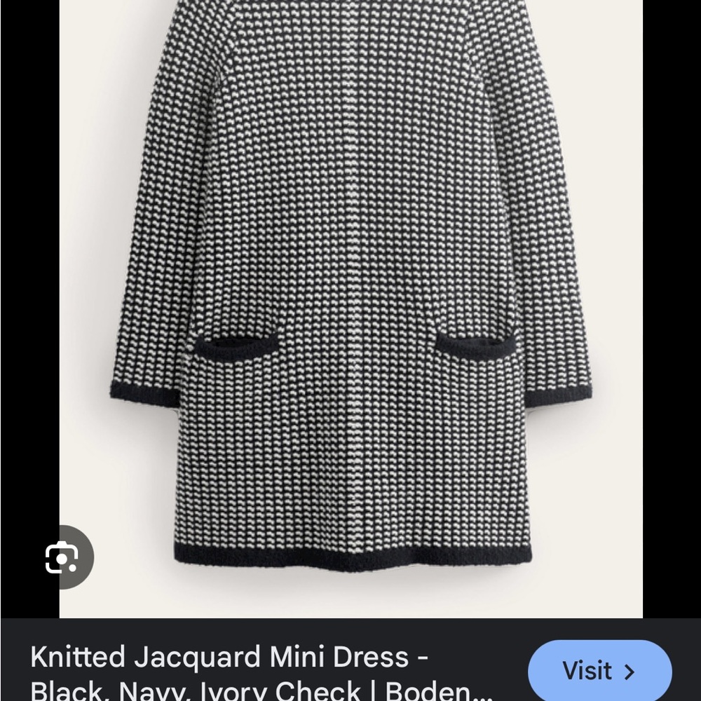 Boden Black and Ivory Knitted Mini Dress